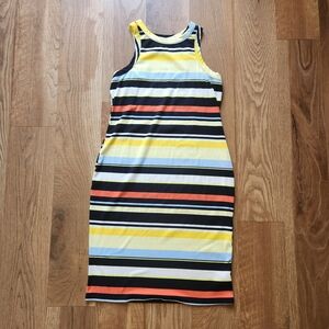 No Boundaries Striped Midi Dress - Yellow, Black, Orange